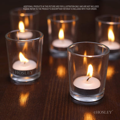 Hosley Set of 12 Glass Votive/Tealight Candle Holders – Clear Decorative Cups for Weddings, Table Centerpieces & Home Décor – Fits Tealight & Votive Candles