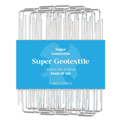 Super Geotextile Landscape Staples - Heavy Duty 11 Gauge Galvanized U-Shaped Sod Pins for Weed Barrier and Landscaping Fabric Stakes - 1" x 6" (100 pcs)