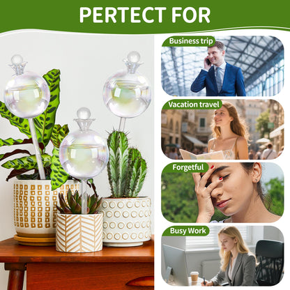 17 oz 2 Weeks Extra Large Plant Watering Globes, Iridescent Glass Self Watering Globes, Self Watering Planter Insert, Plant Watering Devices, Automatic Watering Bulbs for Daily Use (Large 4-Pack)