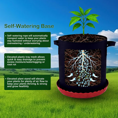 6 Pack 16 inch Self Watering Base for Fabric Grow Bag, Self-watering Plastic Elevated Plant Saucer Stand, Automatic Watering Tray for Non-woven Planter Flower Pot Growth Tent Greenhouse Indoor Outdoor