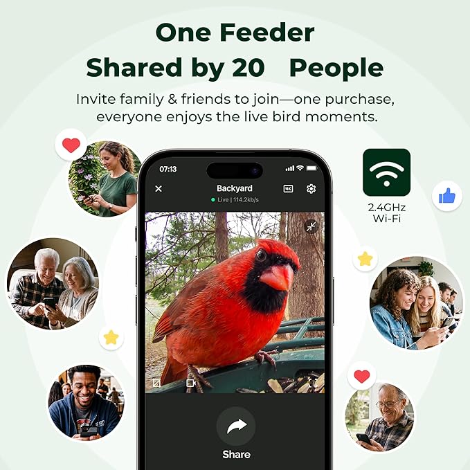 Kiwibit Solar Smart Bird Feeder with Camera No Subscription, AI Bird Species Identification, 4K HD Live Video & 8MP Photos, Wireless Outdoor Wild Bird Watching Gifts for Bird Lovers, Brown