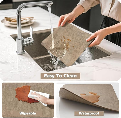 Aofmee Faux Leather Placemats Set of 6 - Waterproof - Wipeable - Washable - Heat Resistant - Anti Slip Stain Resistant Kitchen Dining Table Place Mats, Suitable for Indoor & Outdoor Use, Easy to Clean