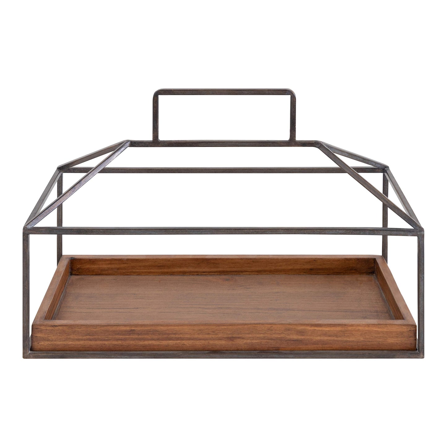 Kate and Laurel Huxley Farmhouse Wood and Metal Tabletop Planter, 16 x 6 x 11.5, Caramel Brown Wood and Iron, Chic Rustic Planter
