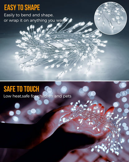 Brightown Fairy Lights, 240LED Twinkle String Lights, 20 FT, Waterproof, Pure White, 2 Pack, Copper Material