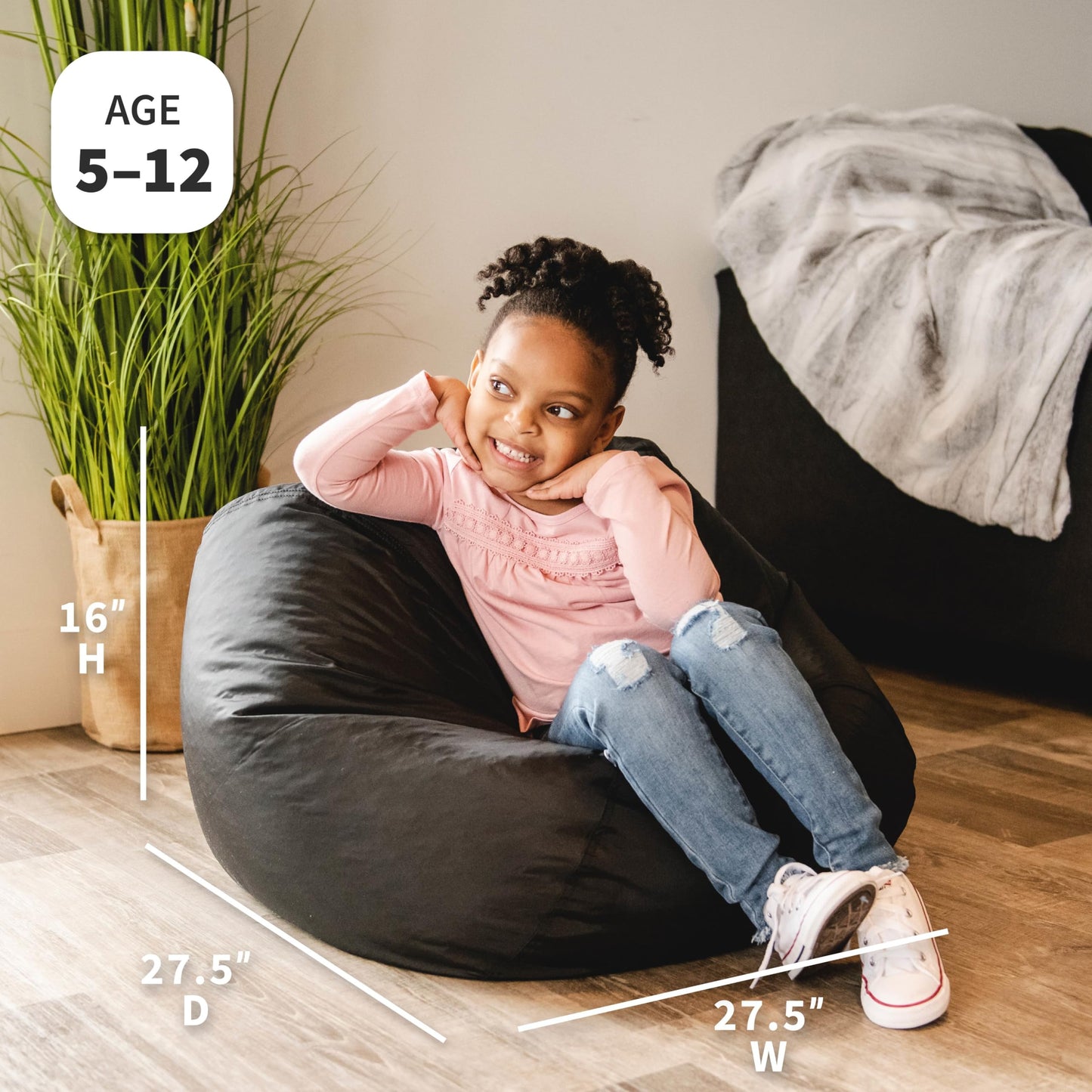 Big Joe Classic Bean Bag Chair, Mini Clouds Oat Smartmax, Durable Polyester Nylon Blend, 2 feet Round