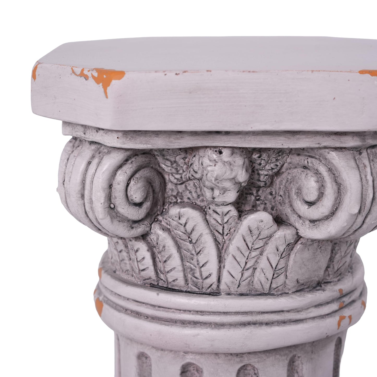 Christopher Knight Home 18.50"H Ionic Pedestal Plant Stand MGO Decorative Side Table Indoor Outdoor Entryway Garden Living Room Patio Sculpture Base, Antique White