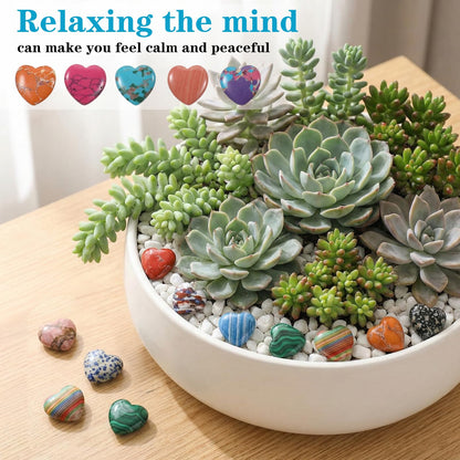100 Pcs Heart Stones Worry Stones Heart Shape Anxiety Crystal Bulk 0.8 Inch Gemstones Assorted Natural Cute Hearts Crystals Set for Anxiety Decoration Gifts