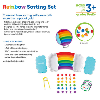 Learning Resources Rainbow Sorting Set , fine motor, sorting, patterning & addition skills, Toddler Educational Toys, sensory tray