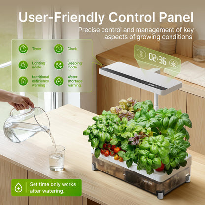 SUNCOZE Hydroponics Growing System Kit 13 Pods, Indoor Garden with Dimmable Grow Light, 4L Visible Water Tank with Adjustable Height to 12.8",Digital Timer & Water/Nutrient Reminder, Gardening Gifts