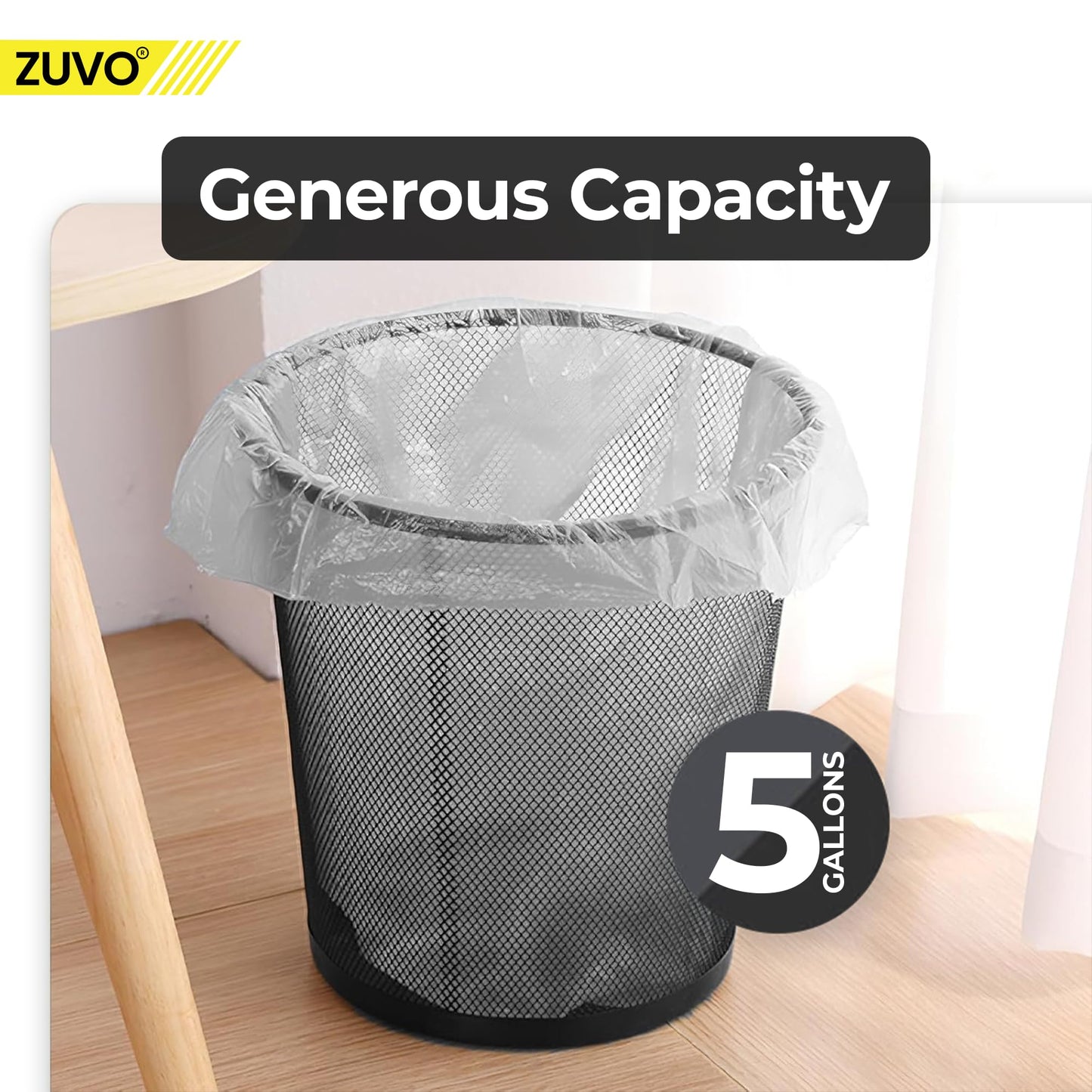 Zuvo Mesh Wastebasket Black Metal Wire Garbage Trash Can for Office Home Bedroom Height 10.1" Width 10", 4 Gallon (16 Quart) (1, Black)