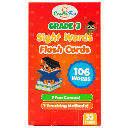 106 Sight Words Flash Cards 3rd Grade for Kids Ages 7-8, Dolch & Fry Sight Word Reading Games, Learning Activities for Kids with 7 Educational Game Ideas