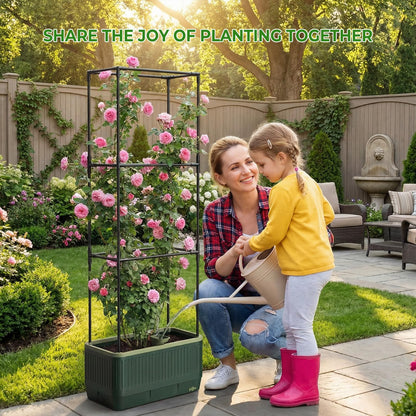 2Pack Raised Garden Bed Tomato Planter with Trellis, 52" Self Watering Tomato Planter with Water Level Indicator, Larger Rectangular Tomato Cages for Indoor & Outdoor Climbing Vegetable and Plants (2)