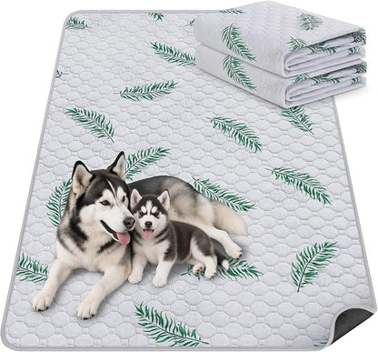 WanpeeGoo Washable Pee Pads for Dogs, 2Pack Reusable Puppy Pads, Super Absorbent & Leakproof Dog Pads, Anti-Slip Dog Pee Pads for Puppy Training & Incontinence, Leaf Pattern 32"x52"