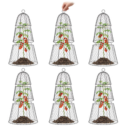 SPECILITE Garden Cloches for Plants with 3 Split Design, Rustproof Chicken Wire Cloches, Plant Protectors from Animals, Sturdy Plant Cage with Ground Stake for Garden, Farm, 14"×14"×20", 6 Pack