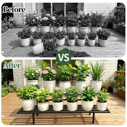 LLAXERGU Heavy Duty Plant Stand Outdoor Indoor, Large Metal Plant Stand 48" L x 10" W x 12" H Outdoor Plant Stands 2-Tier Flower Pot Stand 500 LBS Capacity for Patio Garden