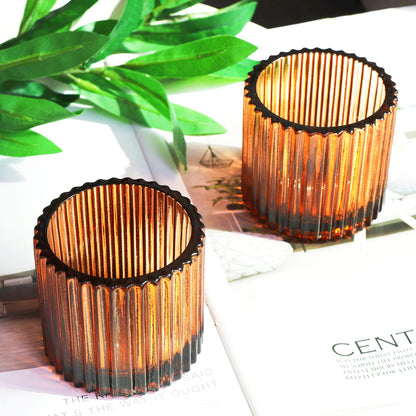 VOHO Votive Candle Holders for Wedding Candles, Amber Glass Candle Holder Set of 6, Tealight Candle Holder Bulk for Wedding Decor, Table Centerpiece, Birthday Party