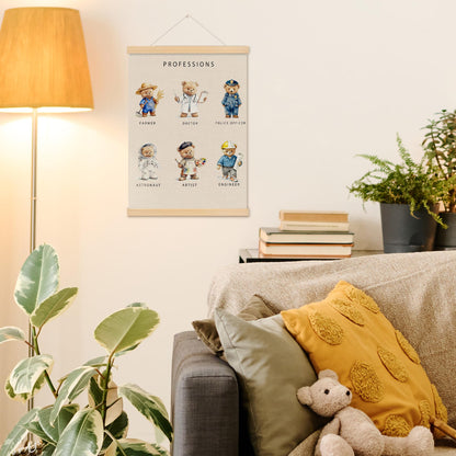 MOTERMATE Bear Professions Poster Hanger Frame, Bear Nursery Wall Hanging Decor Art Framed for Toddler Kids Boys Room Bedroom Playroom Classroom, Kids Room Wall Poster Prints, 12x16 Inch