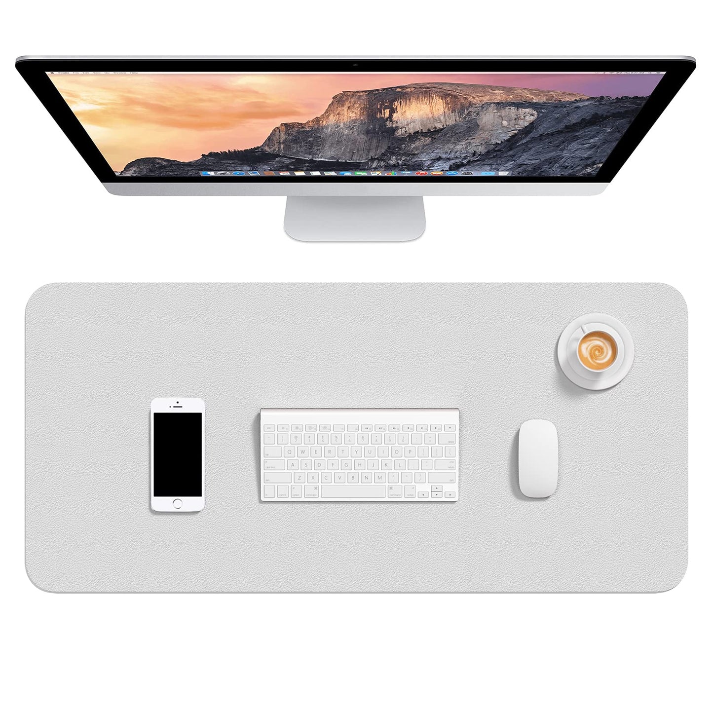 Hsurbtra Desk Pad, 30" x 14" PU Leather Desk Mat, XL Extended Mouse Pad, Waterproof Desk Blotter Protector, Ultra Thin Large Laptop Keyboard Mat, Non-Slip Desk Writing Pad for Office Home, Gray