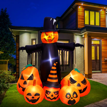 Max Fun 7FT Halloween Inflatables Pumpkin Decorations with LED Build-in Halloween Yard Decoration Blow Up Inflatables for Outdoor Indoor Garden Lawn (7Ft-Halloween Pumpkin)