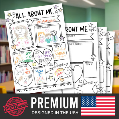 Hadley Designs All About Me Posters for Classroom Must Haves - 20 Star Student Poster, 100 Days of School Items, Star of The Week Poster Elementary Classroom Decor, End of School Year Teacher Supplies