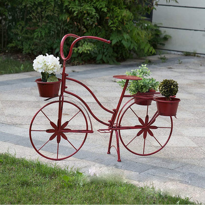 JYXYXSCP 36.61inchL Metal Bicycle Plant Stand,Hand Painted Standing,Planter Flower Holder Indoor Outdoor Home Garden,for Outdoor Decoration