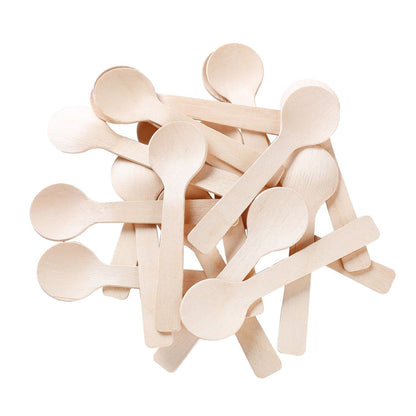 Gmark 1.5mm Extra-Thick Mini Wooden Spoons (4 Inch) - 200 Count Heavy Duty Birch Wood - Sturdy No-Snap Disposable Spoons for Gelato, Desserts & Charcuterie - Eco-Friendly & Compostable GM1042