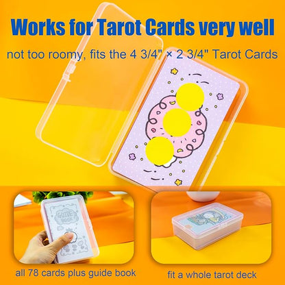 JINUPHION 3 Pcs Tarot Card Case, Tarot Card Holder for 4 3/4"×2 3/4" Standard Tarot Cards, Plastic Clear Card Deck Box Storage, Playing Card Case for Large-sized Cards,5" ×3 1/4" ×1 3/8" (NO Cards)