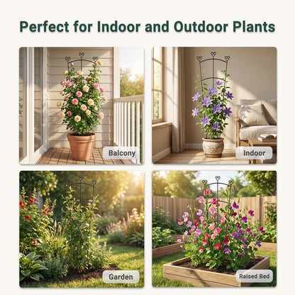 46.6" Tall Plant Trellis for Climbing Plants Indoor Outdoor, Durable Metal Trellis for Potted Plants, Adjustable Climbing Plant Support for Vines, Clematis, Morning Glories, Ivy, Black, 2 Pack