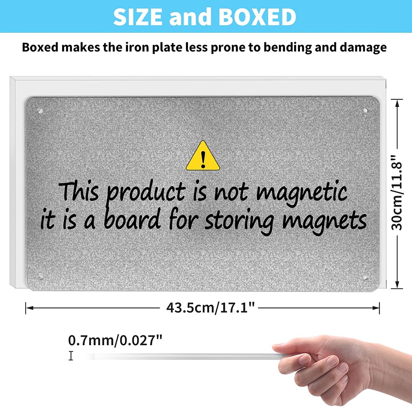 2Pack Magnetic Board,17.1" x 11.8" Magnet Display,for Magnets and Bulletin Board,Suitable for Wall, Refrigerator, Compartment, Cabinet etc,Comes with Dual Lock Tape for Easy Hanging (silver1