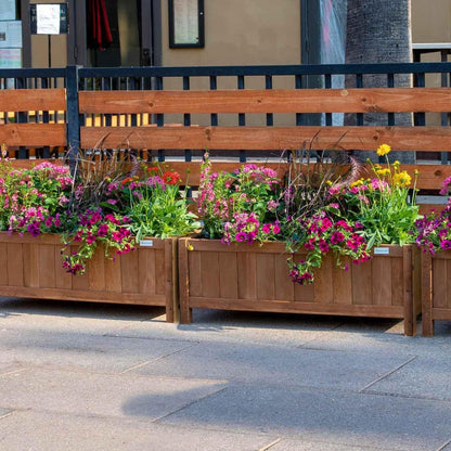 NatraHedge (44" Lx 15" W x 15" H (Brown) Hampton Classic Wooden Planter Box Indoor and Outdoor Rectangular Garden Planter Use for Patio, Yard, Greenhouse, Vegatable, Flowers, and Herb