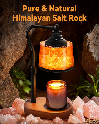 CaHomet 3-in-1 Candle Warmer Lamp with Timer Dimmable, Himalayan Salt Lamp & Passive Diffuser, Gifts for Women, House Warming Gifts, Wax Melt Warmer for Jar Candles (2 Bulbs)