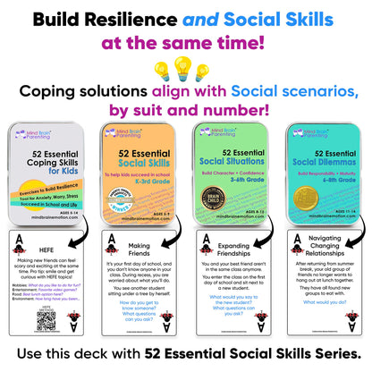 Mind Brain Emotion 52 Essential Social Skills Lessons & Teaching Tool Kit - Social Emotional Learning Activities for Parents, Teachers, School Counselor (Kindergarten, Elementary Kids)