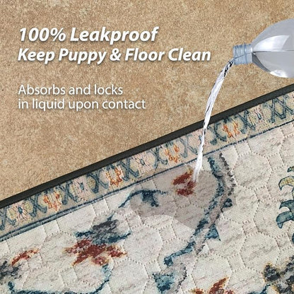 nunubaby Washable Pee Pads for Dogs, Stylish, Non-Slip and Leak-Proof Pee Pads. Reusable Potty Pads for Dogs for Crates and Floors.(Beige/Floral, 36" x36" )