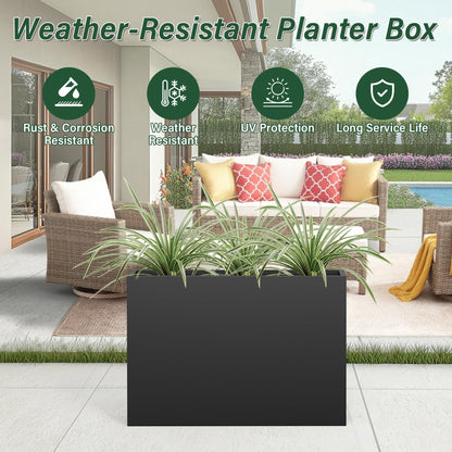 DorBuphan Metal Tall Planter 38" L x 10" W x 26" H, Long Rectangular Planter Box with Drainage Holes & Removable Shelf – Heavy Duty Steel Planter for Tall Plants, Flowers or Shrubs