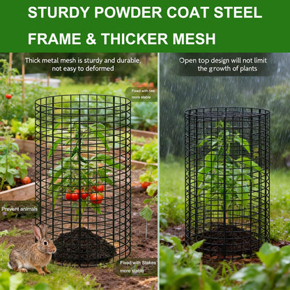 3 Pcs Plant Protector from Animals 12x16 Inch Metal Wire Mesh Garden Plant Cages for Gardening Supplies – Garden Plant Protectors with 30 Cable Ties, 9 Stakes & Gloves