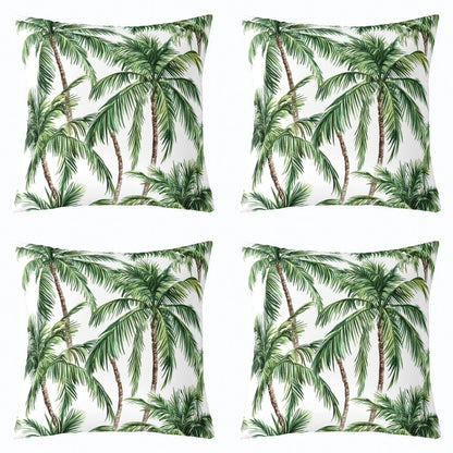 Pack of 2 Palm Tree Print Decorative Throw Pillow Covers, Soft Botanical Palm Leaf Square Cushion Case Set for Couch Sofa Bedroom Living Room, Hawaiian Tropical Pillow Cases Pillowcases, 24x24 Inches
