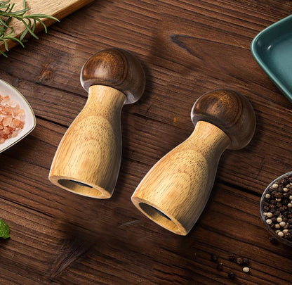 Salt and Pepper Mill Set, Mushroom Shape Salt and Pepper Shaker, Ceramic Pepper Grinder, Coarse and Fine Adjustable, Home, Restaurant, Kitchen Applicable (2)