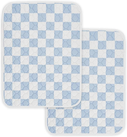 2 Pack Blue Checkered Washable Pee Pads for Dogs, Checkered Reusable Dog Pee Pads, for Puppy Playpen, Crate, Whelping Box, Potty Training, Cute Aesthetic Absorbency, Leak-Proof Non-Slip