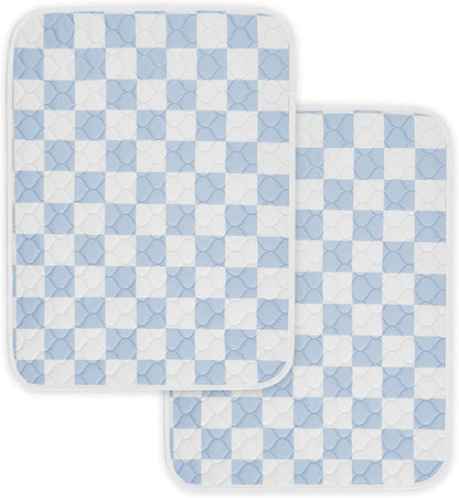 2 Pack Blue Checkered Washable Pee Pads for Dogs, Checkered Reusable Dog Pee Pads, for Puppy Playpen, Crate, Whelping Box, Potty Training, Cute Aesthetic Absorbency, Leak-Proof Non-Slip