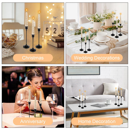 6pcs Black Candle Holder, Black Candlestick Holders Taper Candle Holders for Pillar Candles Sticks Holder Decor Halloween Christmas Decorations Candle Stick Holder Candelabros para Centros de Mesa
