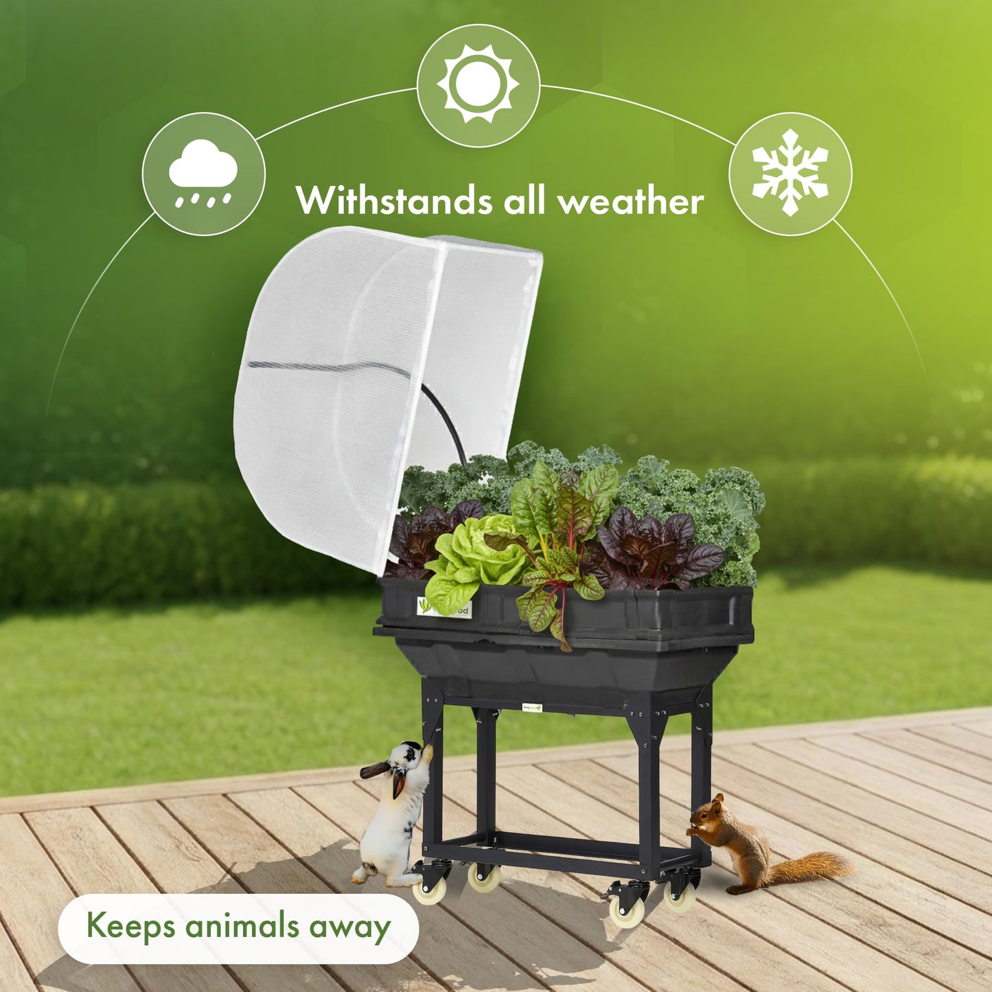 vegepod - Raised Garden Bed - Self Watering Container Garden Kit with Protective Cover, Easily Elevated to Waist Height, 2 Years Warranty (Small, Trolley)