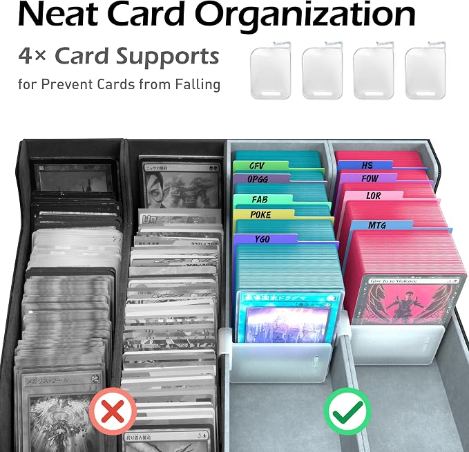 4-Row【3200+】 Trading Card Storage Box, Card Organizer Holder With 24 Dividers, Case Fit for Mtg Tcg Magic Commander Deck Playing Cards, Deck Box for Sport Card