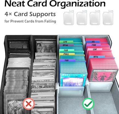 4-Row【3200+】 Trading Card Storage Box, Card Organizer Holder With 24 Dividers, Case Fit for Mtg Tcg Magic Commander Deck Playing Cards, Deck Box for Sport Card
