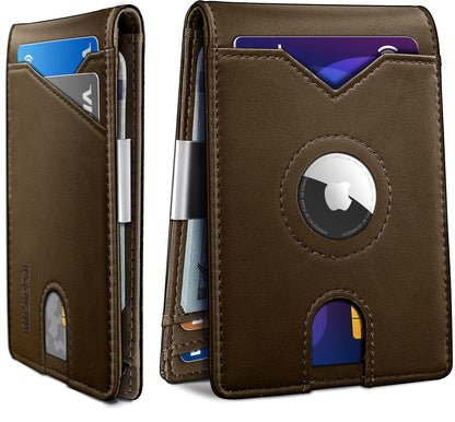 miyozi Airtag Wallet for Men,with Money Clip 11 Cards Slim Front Pocket Leather RFID Blocking Wallet with Gift Box