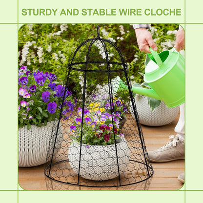 12 Pack Garden Chicken Wire Cloche, 12" W x 15.7" H Plant Protectors and Covers, Wire Garden Cloches from Animals, Metal Cage Plant Protection, Strong and Not Easy to Deform, No Assembly Required