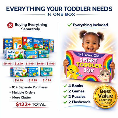 TOYVENTIVE Educational Books, Flash Cards, and Puzzles - Birthday Gifts for 1, 2, 3, and 4 Year Old Boys, Toddler Learning Toys and Activities