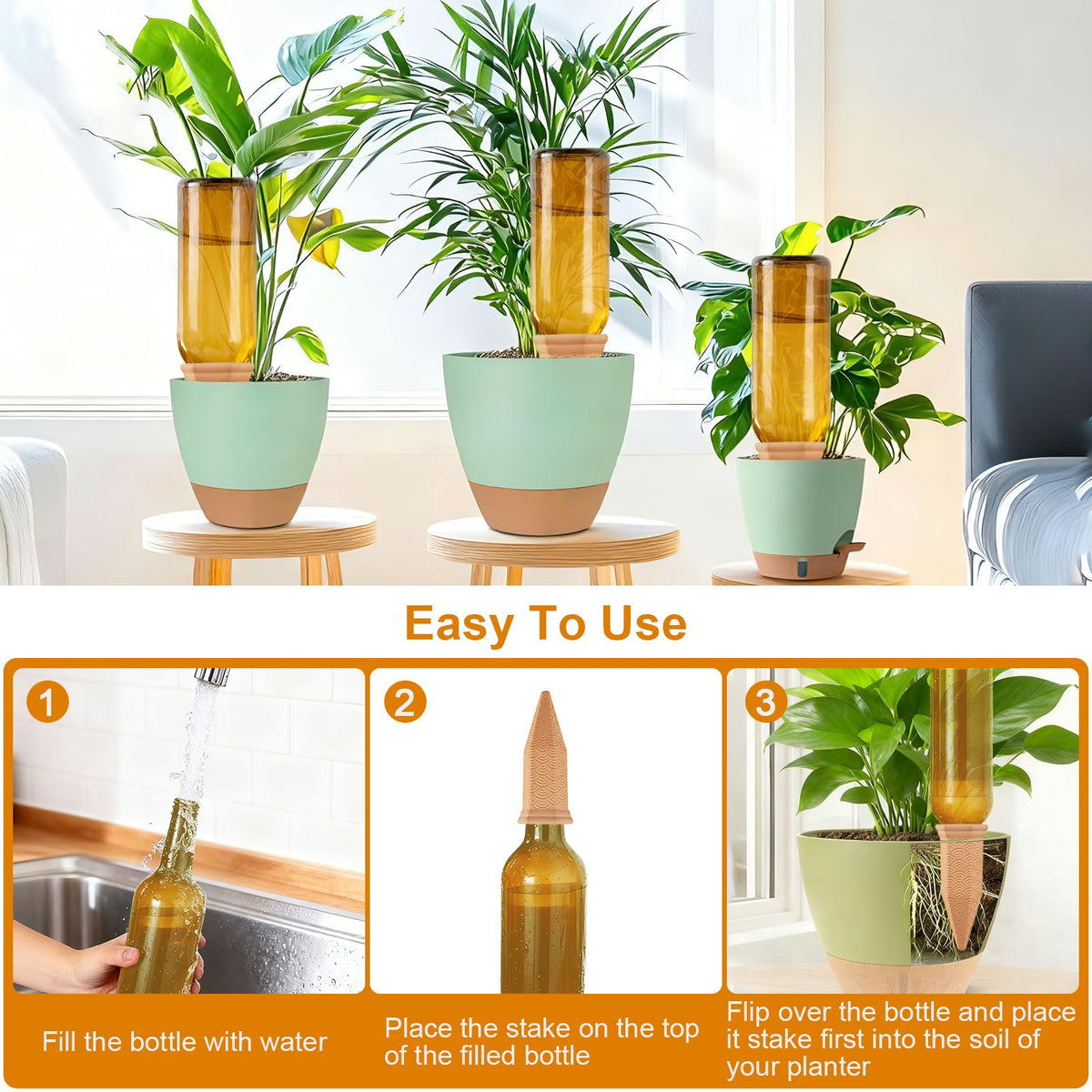 Plant Watering Spikes 12 Pack,Terracotta Plant Watering Spikes Wine Bottle Automatic Plant Waterer for Watering Indoor and Outdoor Plants While on Vacation - Plant Perfect Self-Watering Device