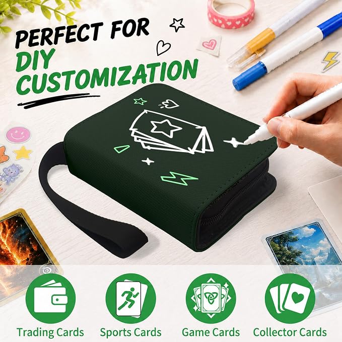 1 Pocket Card Binder with Zipper, 100 Pockets Mini Trading Card Album, Premium PU Leather Single Card Binder, Small Display Folder for TCG & Sports Cards