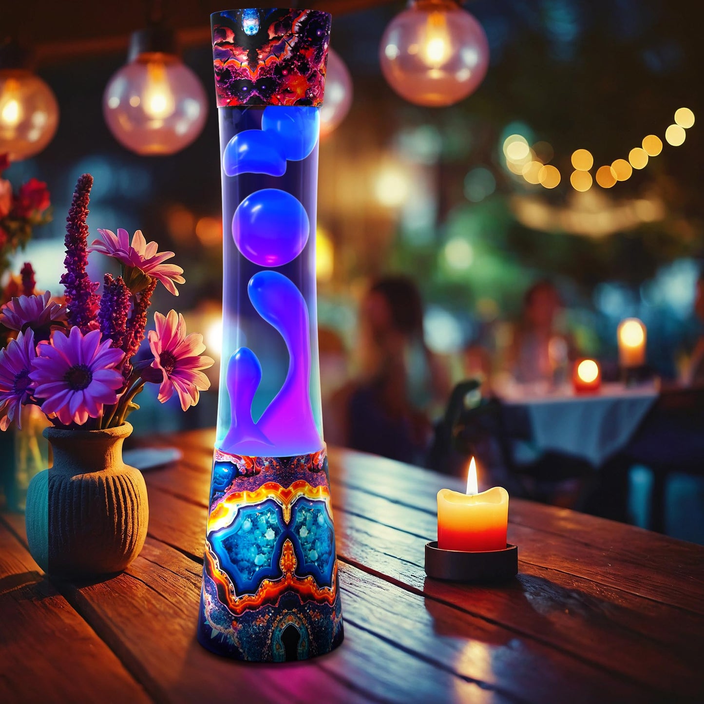 JAMBO 15.5" Amber Crystal Motion Light, Beautiful Home Decor Lamp, Living Room Bedroom Lamp, Relaxing Liquid Motion Lamp, Night Light Nightlight for Teens, Kids & Adults, Mood Light