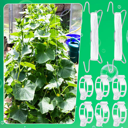 Chumia 120 Pcs Tomato Hooks with String, Plant Support Clips, Tomato Support Hook for Climbing Plants, Tomatoes Holder Hooks with 32.8ft Twine to Prevent Vegetable Fruit from Pinching or Falling Off
